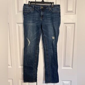 Kut from the Kloth Dark Blue Distressed Straight Leg Jeans